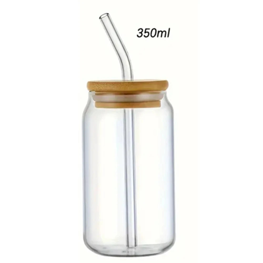 AuraGlass Can-Shaped Glass Cup with Bamboo Lid & Straw YNOM cornerstore