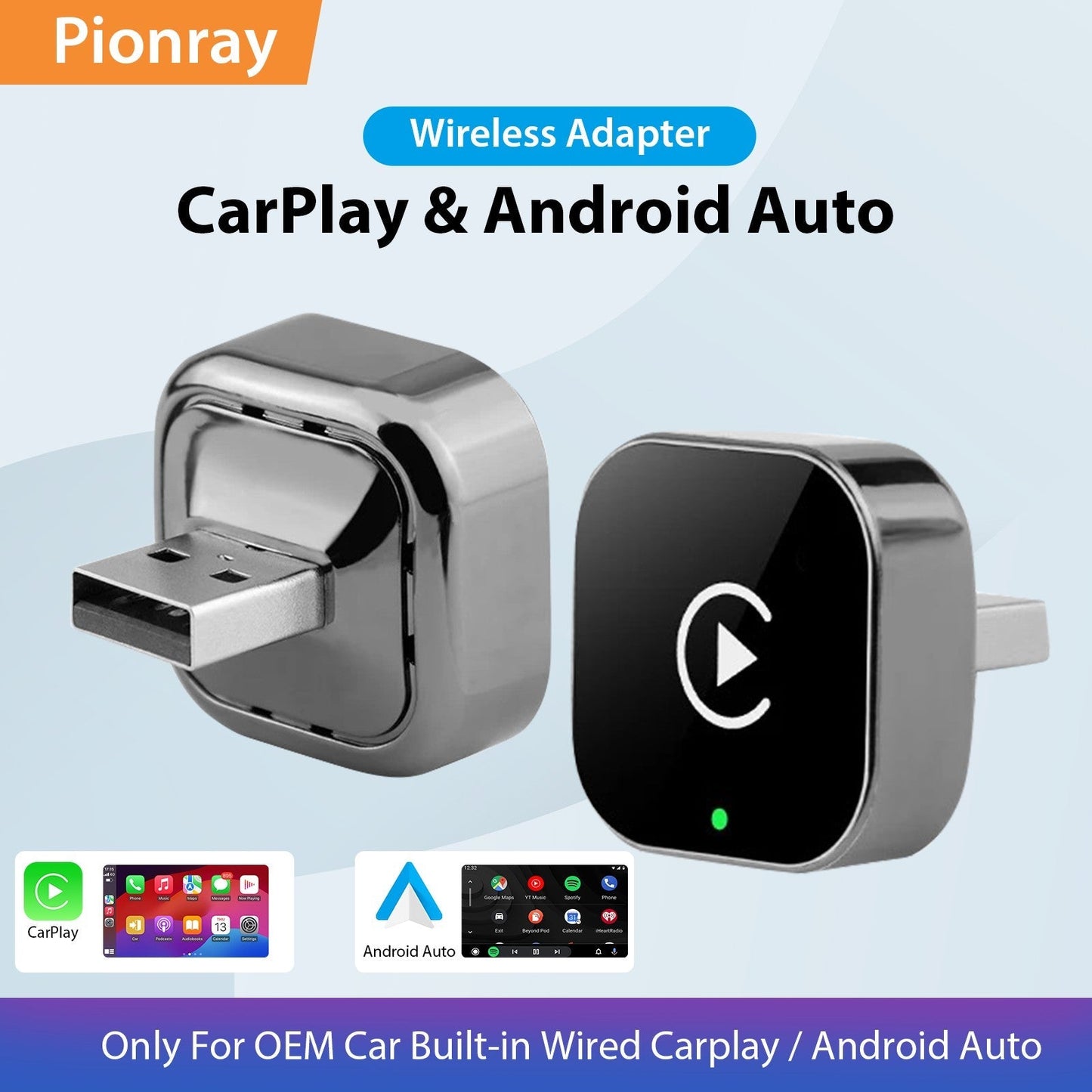 Pionray 2-in-1 Wireless CarPlay & Android Auto Adapter | For 99% of Cars Pionray Global Store