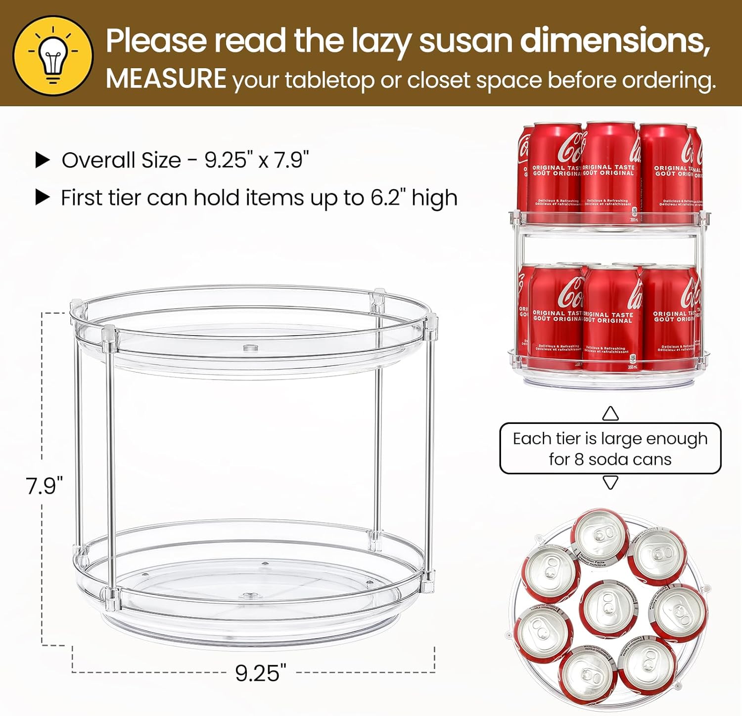 SpinStor 2-Tier Lazy Susan Organizer | 360° Rotating Storage Turntable YNOM cornerstore