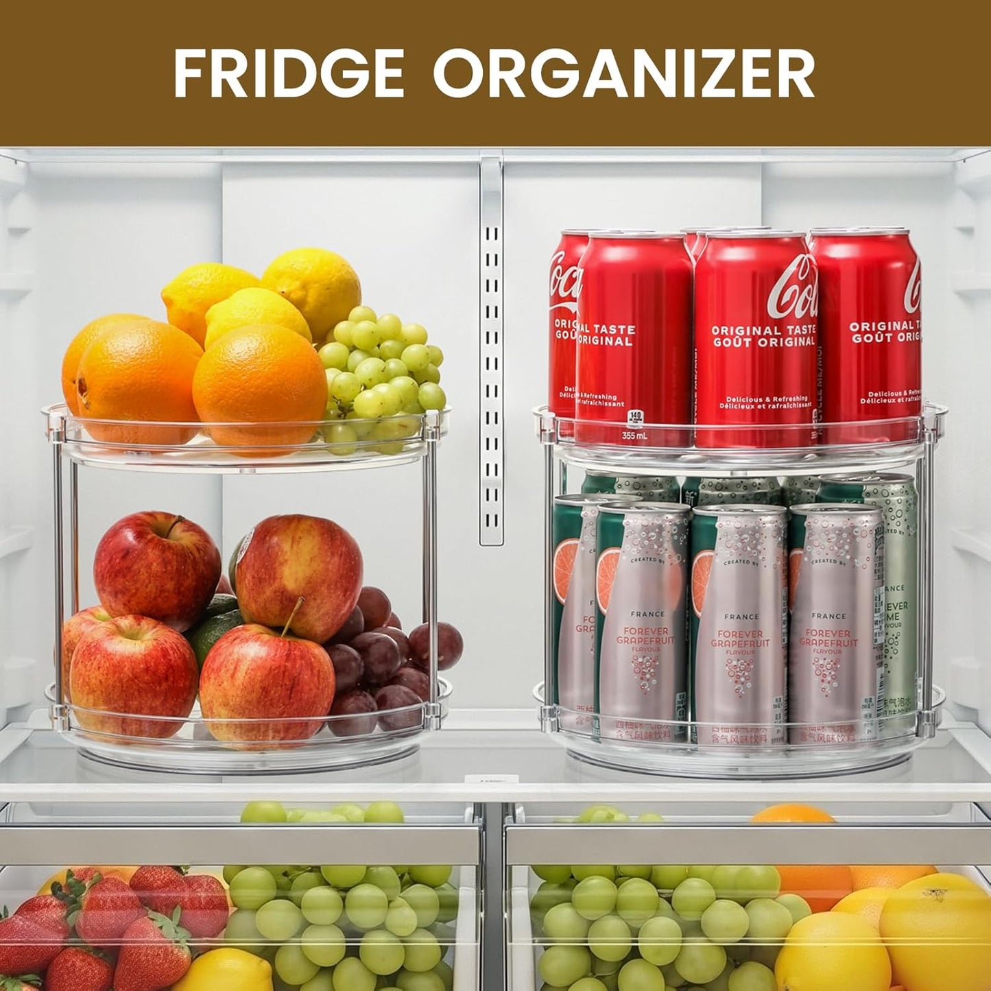 SpinStor 2-Tier Lazy Susan Organizer | 360° Rotating Storage Turntable YNOM cornerstore