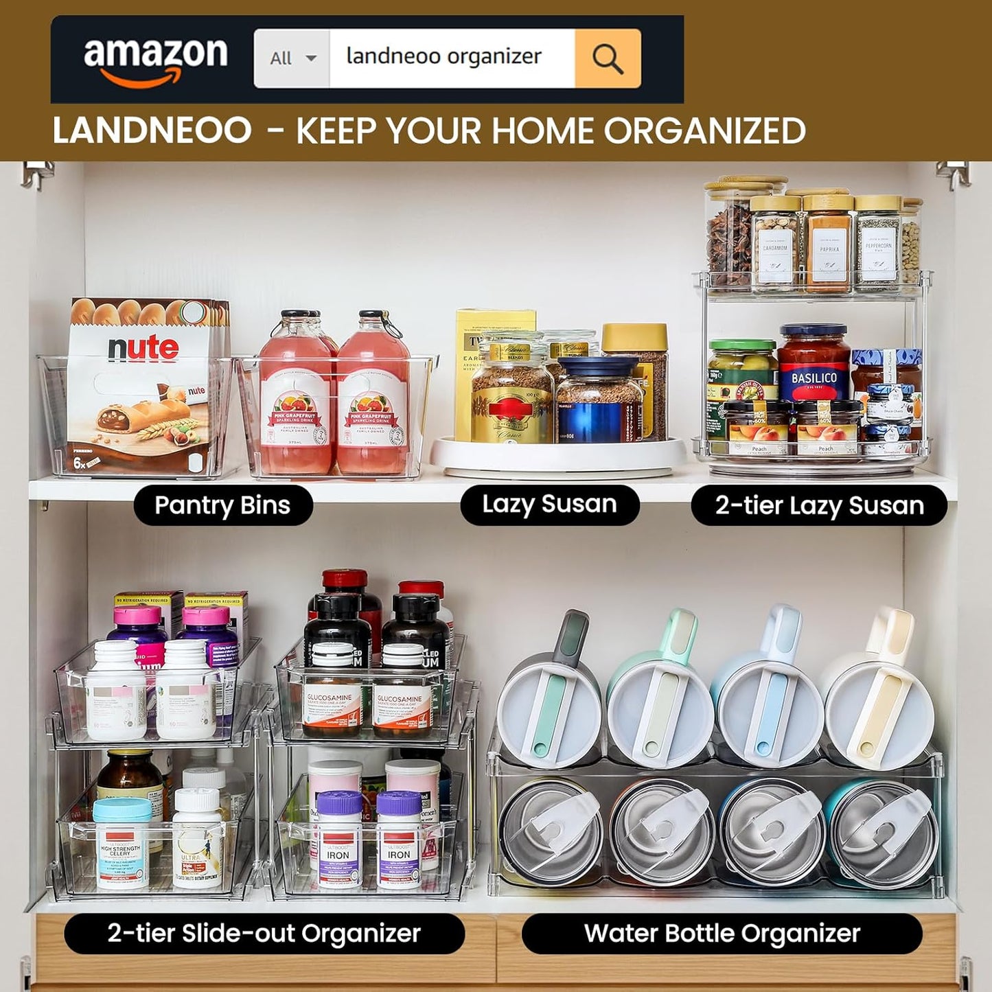 SpinStor 2-Tier Lazy Susan Organizer | 360° Rotating Storage Turntable YNOM cornerstore