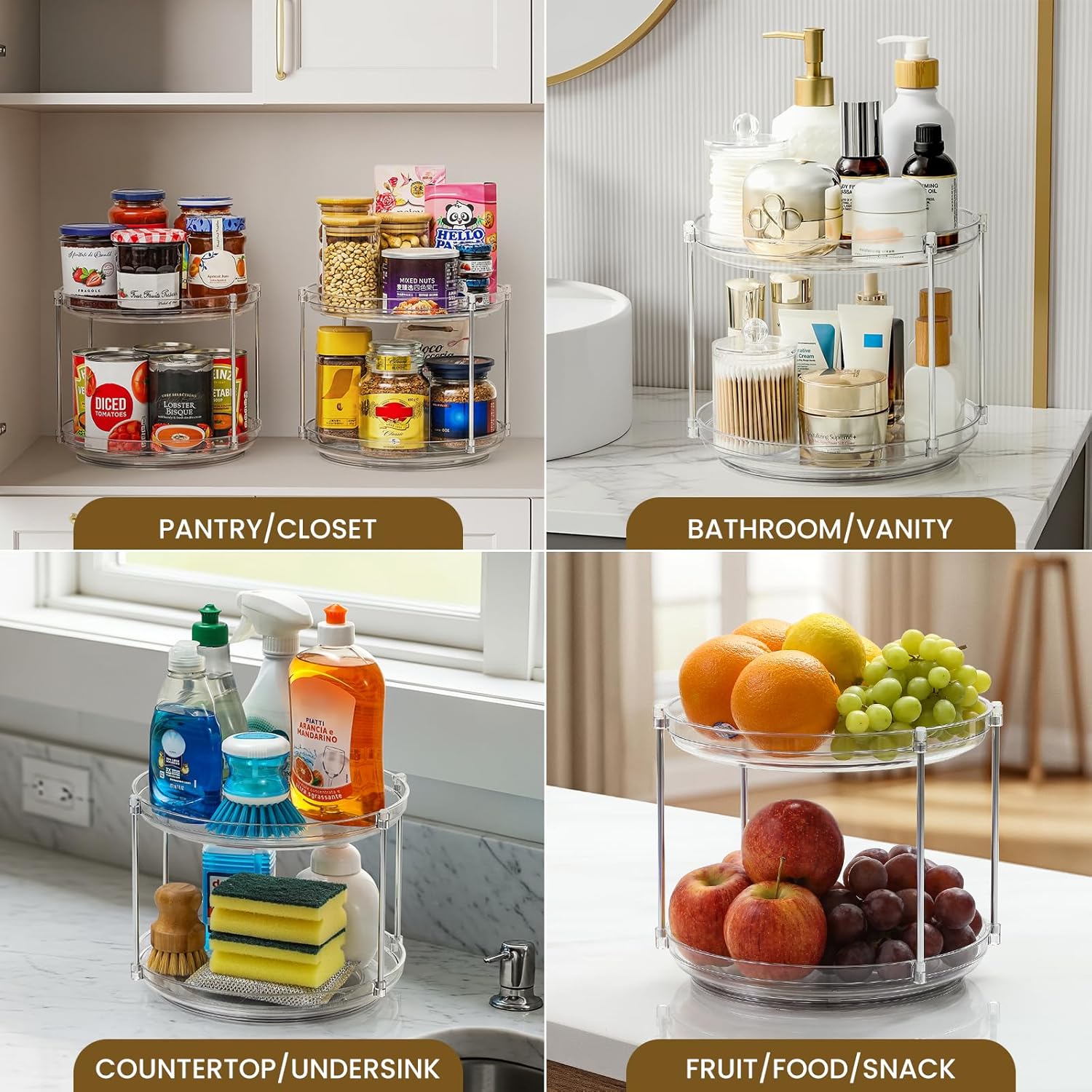 SpinStor 2-Tier Lazy Susan Organizer | 360° Rotating Storage Turntable YNOM cornerstore