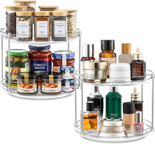 SpinStor 2-Tier Lazy Susan Organizer | 360° Rotating Storage Turntable YNOM cornerstore