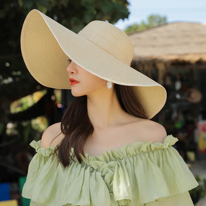 Foldable Wide Brim Sun Hat | UV Protection Straw Hat for Summer YNOM cornerstore