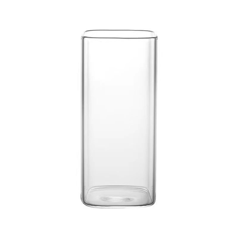 AuraGlass Minimalist Square Glass Tumbler with Lid & Straw HuaQiang AE Store
