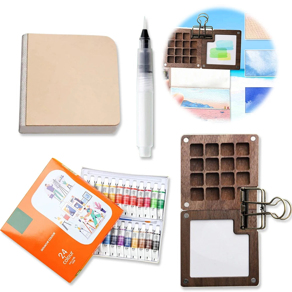 AquaTrek Pocket Watercolor Palette | All-in-One Travel Paint Set Delightful Finds Deal Store