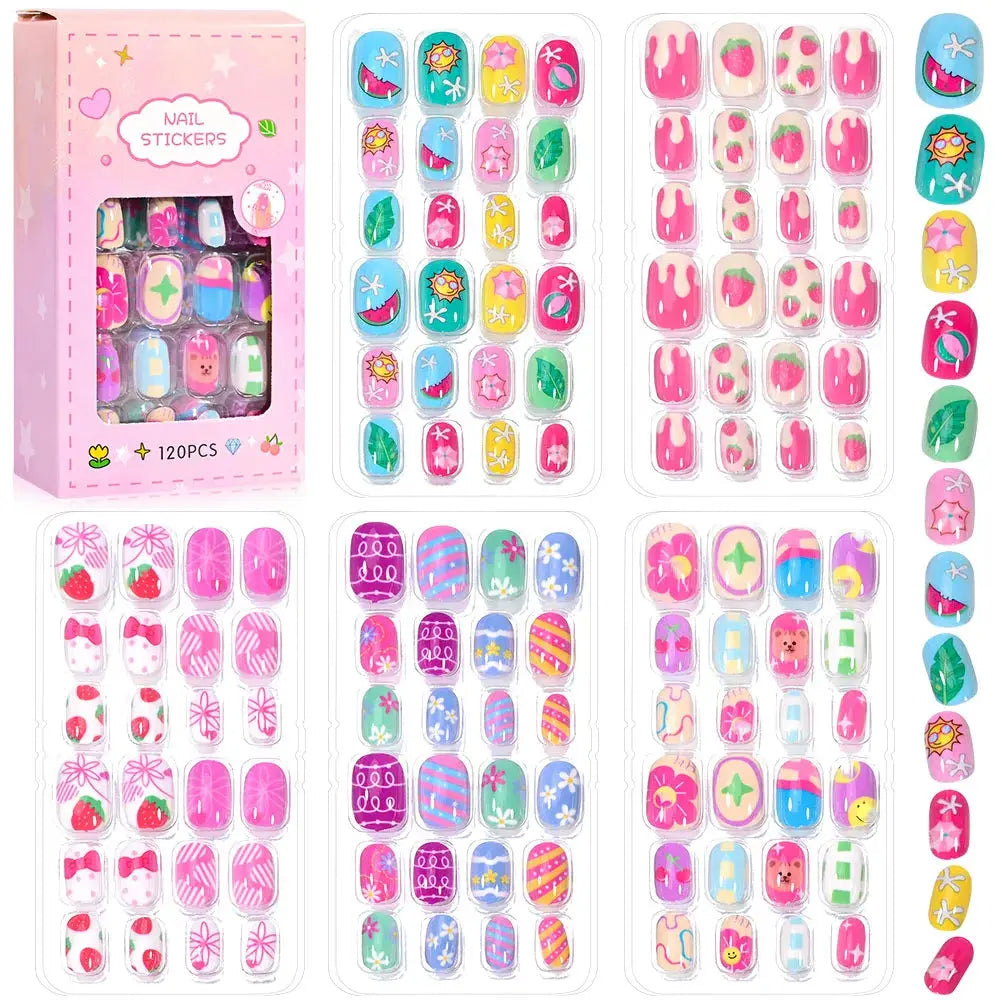 GlamTiny 520 Sparkly Nail Stickers for Kids – Mess-Free, Non-Toxic & Creative Nail Art Fun 123 Nail Art Store