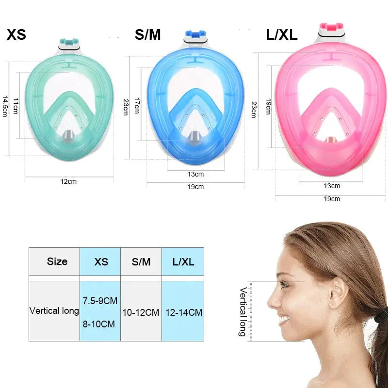 AquaVision 180° Full Face Snorkel Mask | Anti-Fog & Easy-Breathe Design XIAOTERR Store