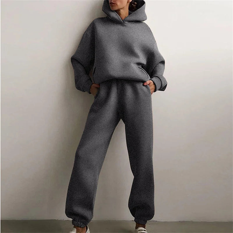 AuraLounge Cloud-Soft Oversized Hoodie & Pant Set Stone's Store