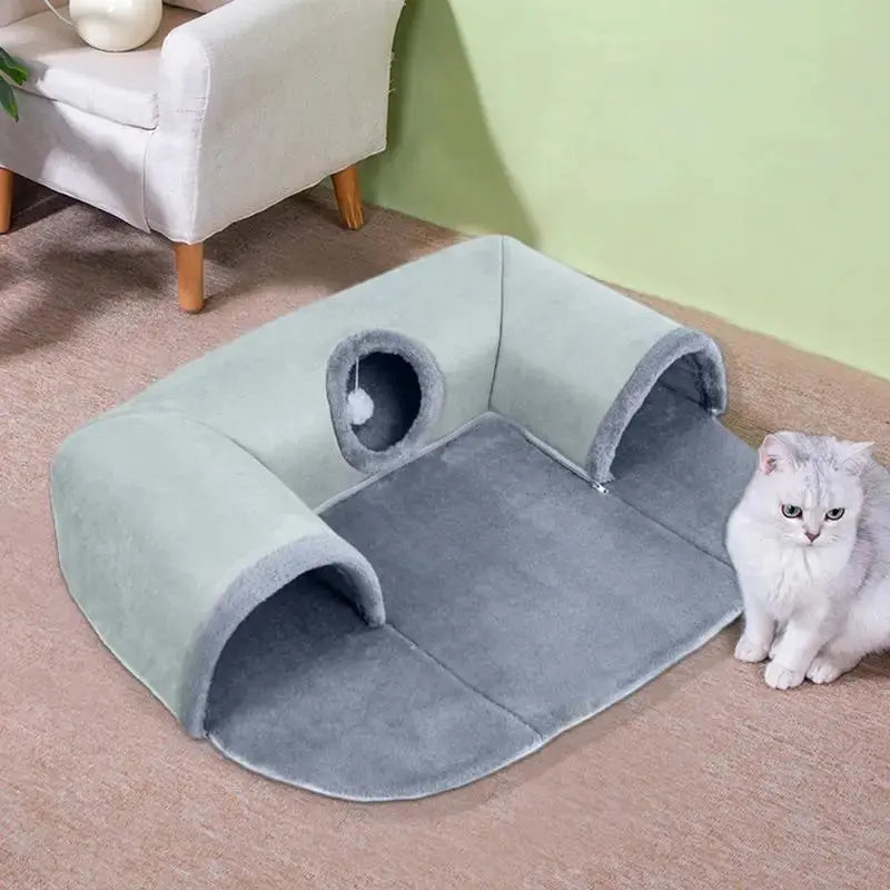 PurrPlay 3-in-1 Cat Tunnel Bed | A Hideaway, Playground & Nap Spot AIHOME Direct Store