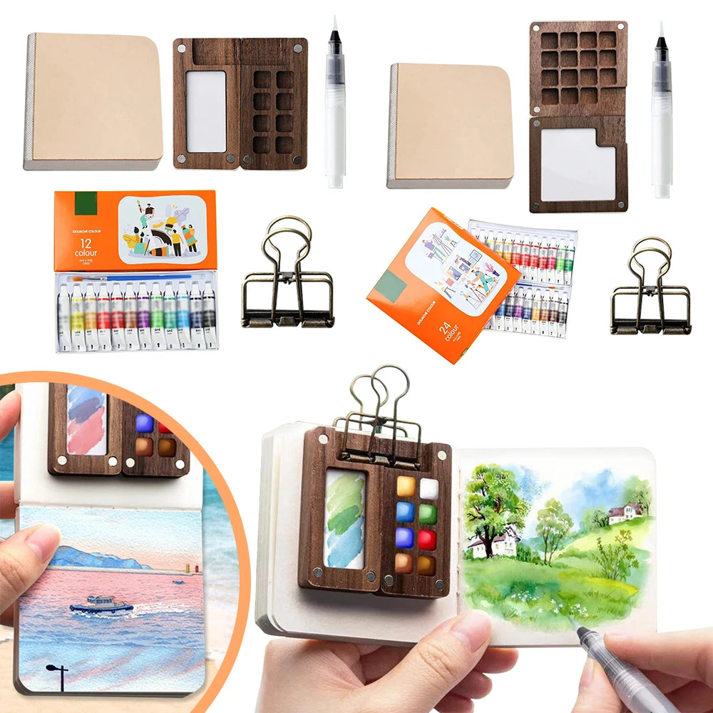 AquaTrek Pocket Watercolor Palette | All-in-One Travel Paint Set Delightful Finds Deal Store