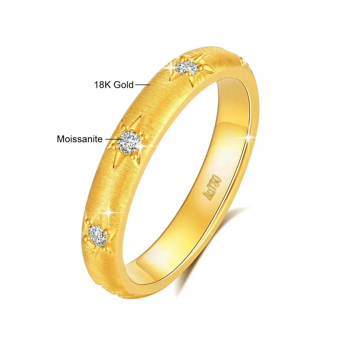 Aurora 18K Real Gold Moissanite Ring – Certified Luxury Bridal Jewelry ZF Silver Store