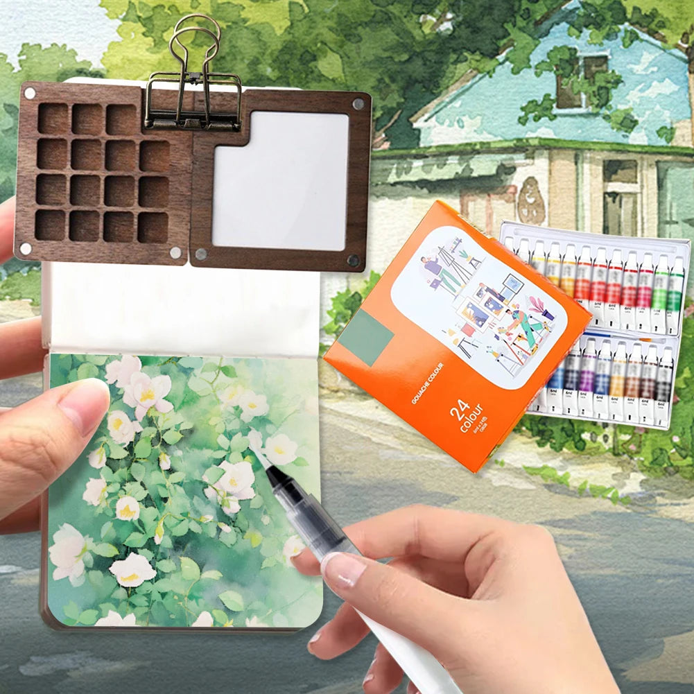 AquaTrek Pocket Watercolor Palette | All-in-One Travel Paint Set Delightful Finds Deal Store