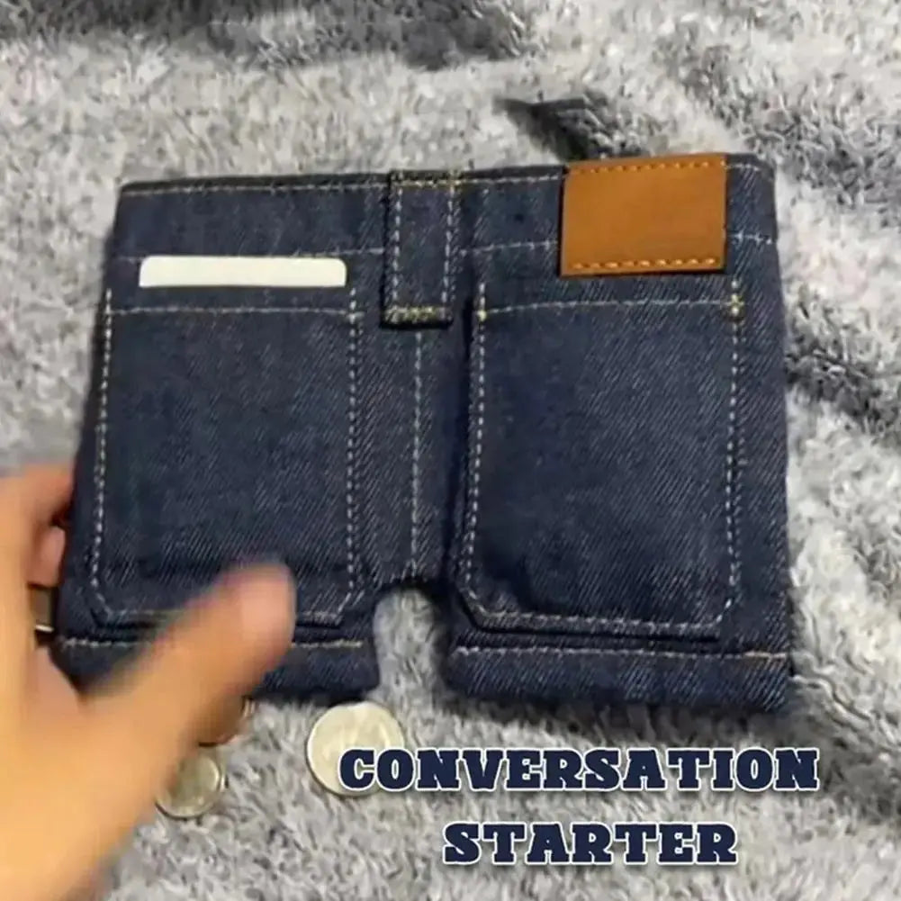 DenimMini Wallet: Foldable Jeans Shape, Fun & Functional ✨ - YNOM