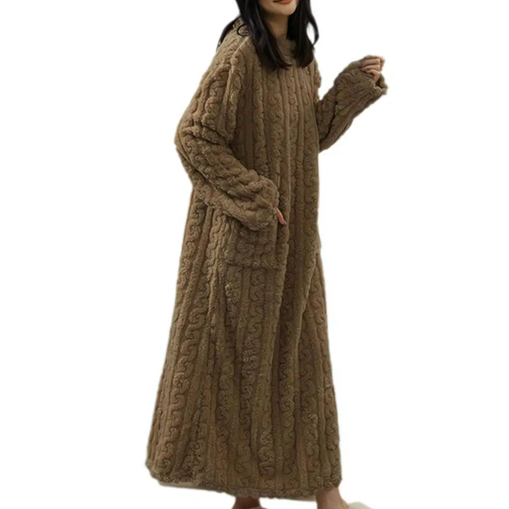 The CozyBliss Thick Coral Fleece Nightgown | Ultra-Warm Winter Loungewear - YNOM cornerstore