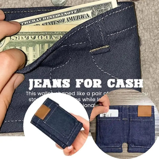 DenimMini Wallet: Foldable Jeans Shape, Fun & Functional ✨ - YNOM