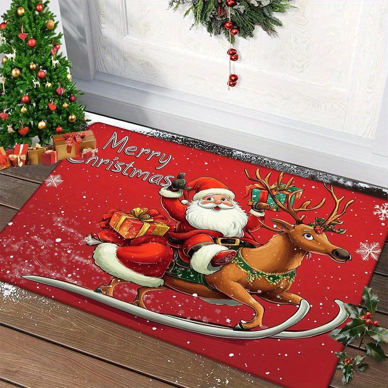 JollyWelcome Outdoor Christmas Doormat | Festive Santa & Gingerbread Man YNOM cornerstore