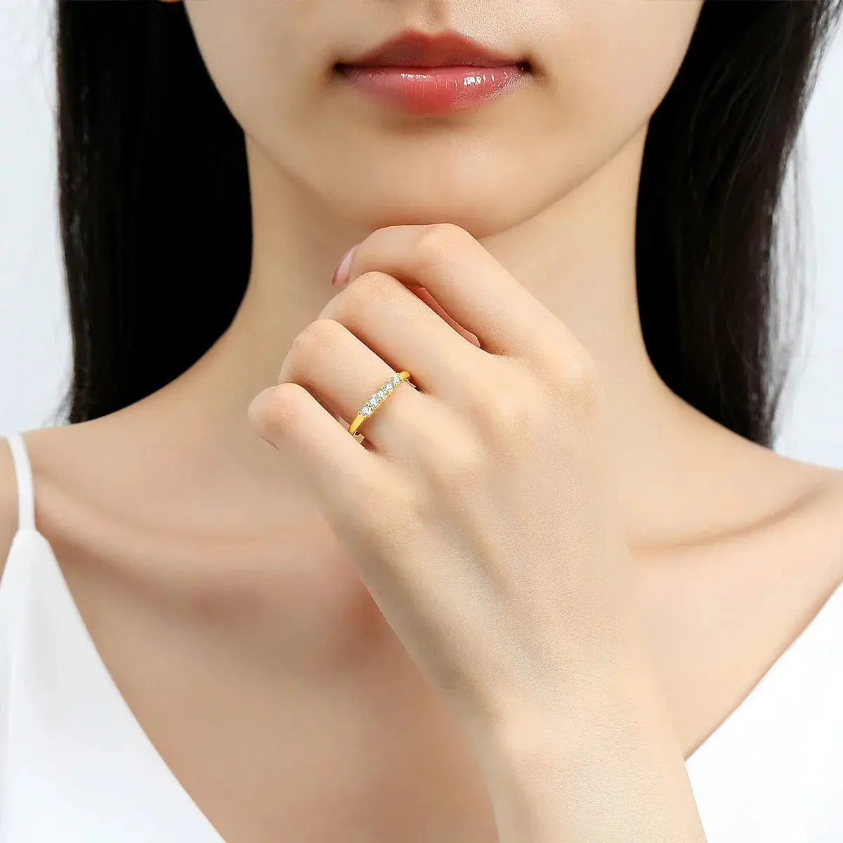 Aurora 18K Real Gold Moissanite Ring – Certified Luxury Bridal Jewelry ZF Silver Store