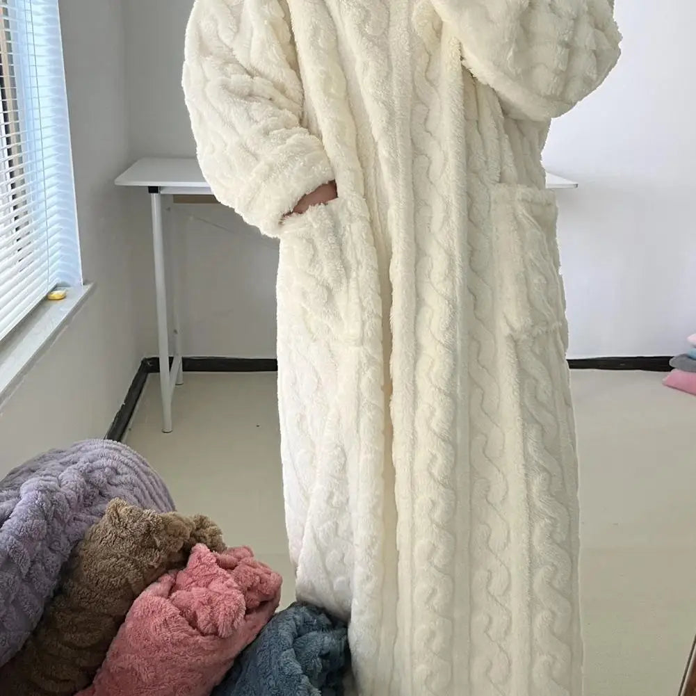 The CozyBliss Thick Coral Fleece Nightgown | Ultra-Warm Winter Loungewear - YNOM cornerstore