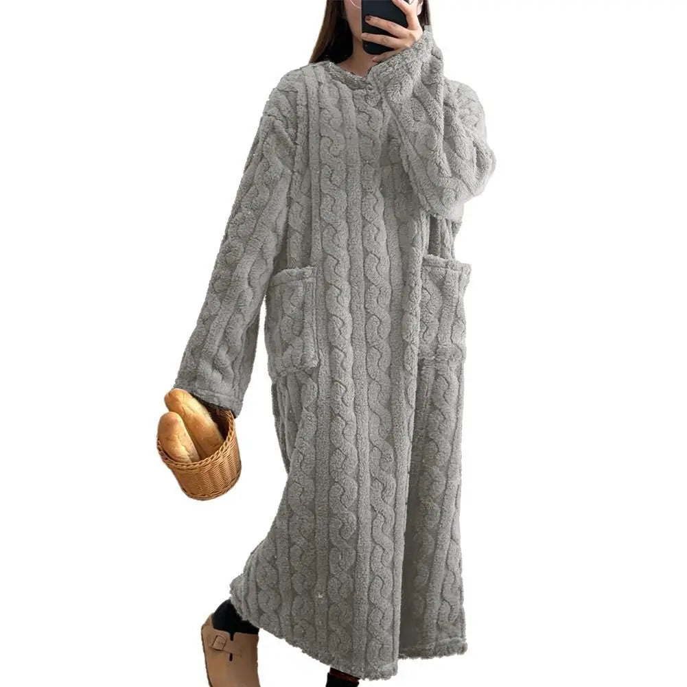 The CozyBliss Thick Coral Fleece Nightgown | Ultra-Warm Winter Loungewear - YNOM cornerstore