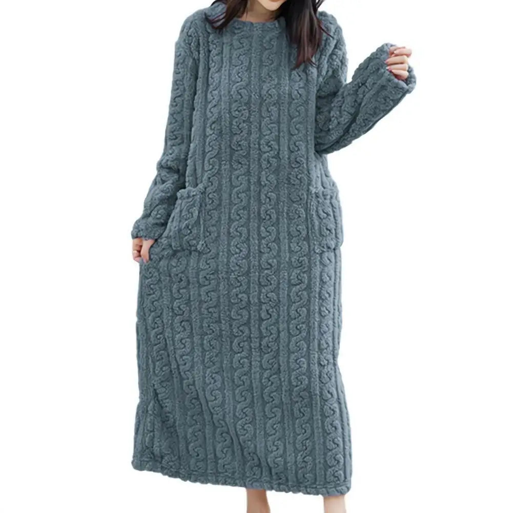 The CozyBliss Thick Coral Fleece Nightgown | Ultra-Warm Winter Loungewear - YNOM cornerstore