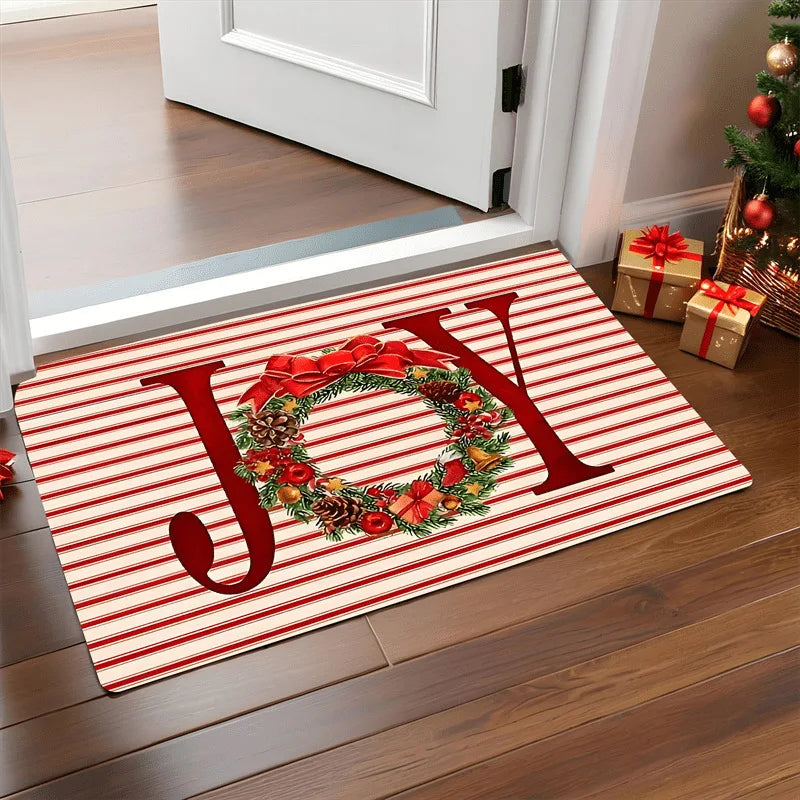 JollyWelcome Outdoor Christmas Doormat | Festive Santa & Gingerbread Man YNOM cornerstore