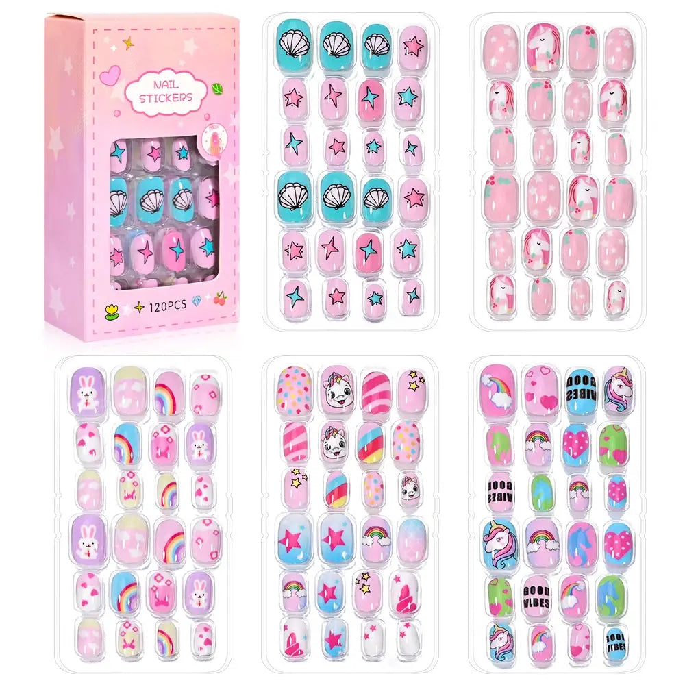 GlamTiny 520 Sparkly Nail Stickers for Kids – Mess-Free, Non-Toxic & Creative Nail Art Fun 123 Nail Art Store