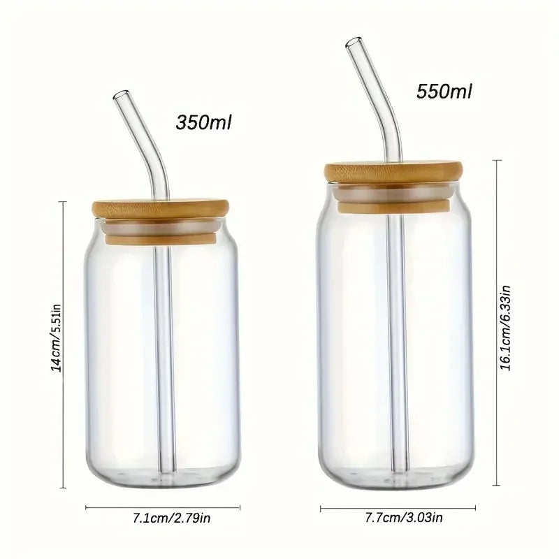 AuraGlass Can-Shaped Glass Cup with Bamboo Lid & Straw YNOM cornerstore