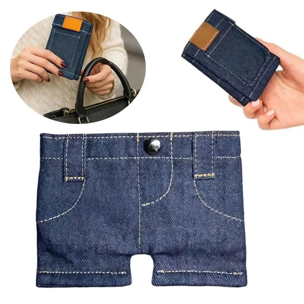 DenimMini Wallet: Foldable Jeans Shape, Fun & Functional ✨ - YNOM