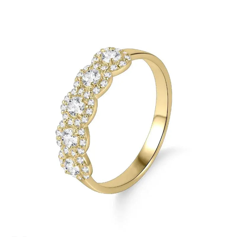 Aurora 18K Real Gold Moissanite Ring – Certified Luxury Bridal Jewelry ZF Silver Store