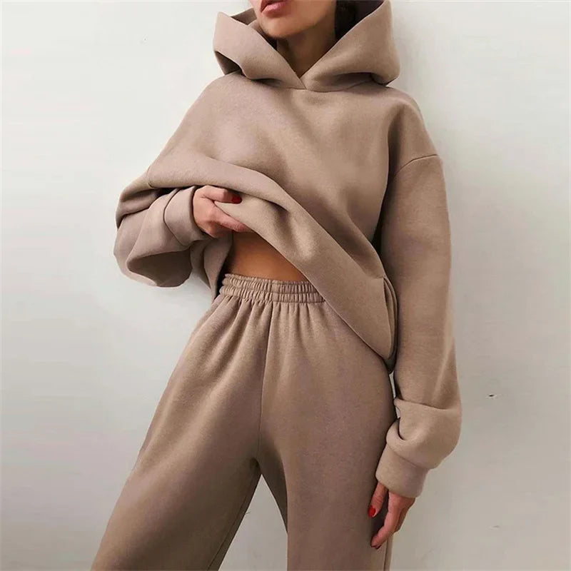 AuraLounge Cloud-Soft Oversized Hoodie & Pant Set Stone's Store
