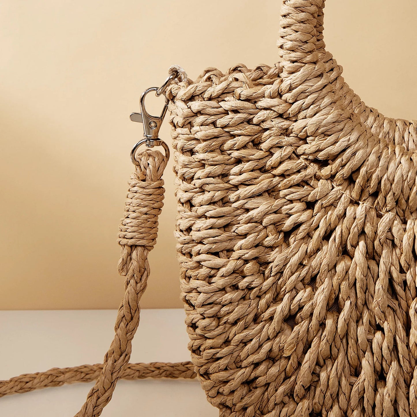 Woven Rattan Half-Moon Bag | Summer Beach & Crossbody Handbag YNOM cornerstore