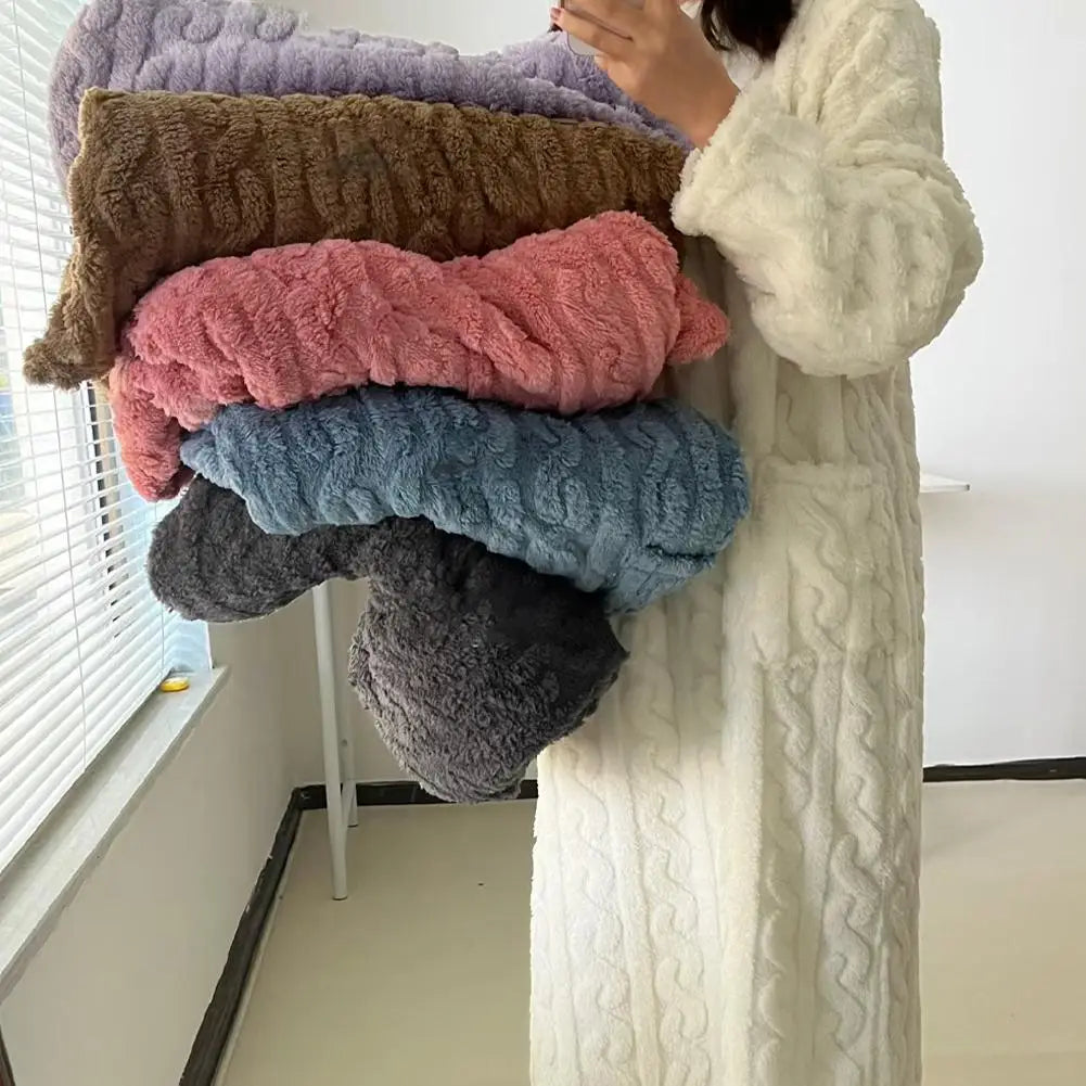 The CozyBliss Thick Coral Fleece Nightgown | Ultra-Warm Winter Loungewear - YNOM cornerstore