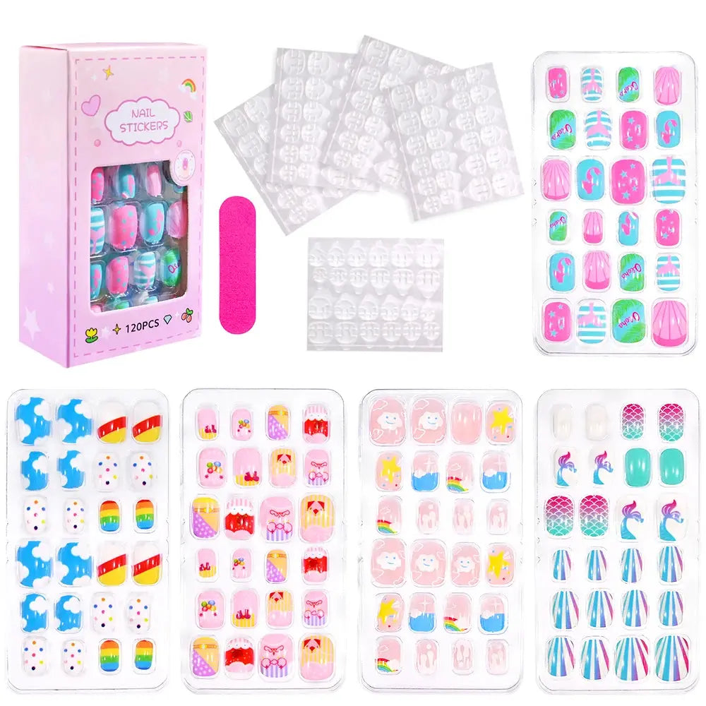 GlamTiny 520 Sparkly Nail Stickers for Kids – Mess-Free, Non-Toxic & Creative Nail Art Fun 123 Nail Art Store