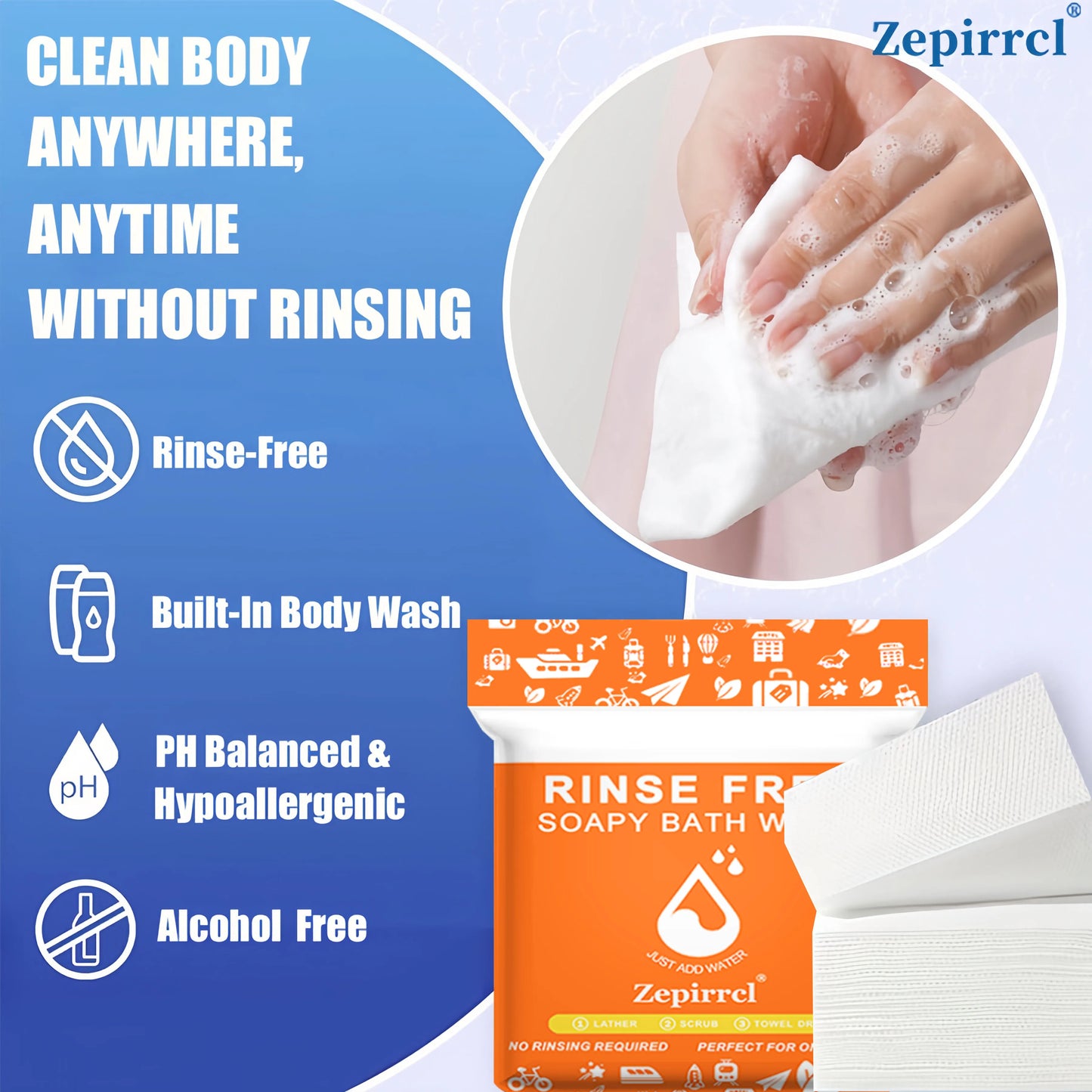 FreshEase Rinse-Free Bath Wipes | XL Body Cleansing for Travel & Care - YNOM cornerstore