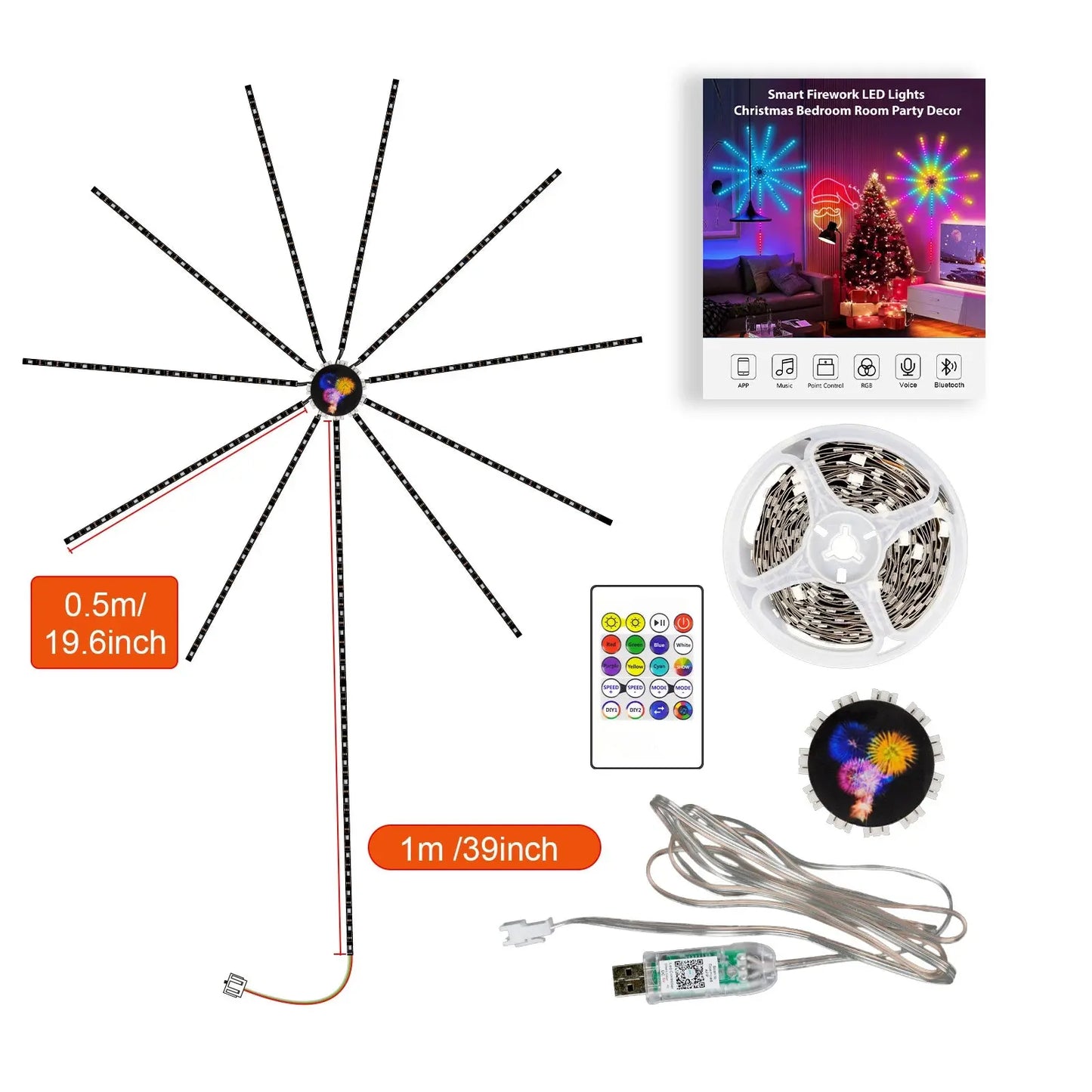 LumiBurst Music-Synced LED Fireworks | Smart App-Controlled Light Show Shop1104574005 Store