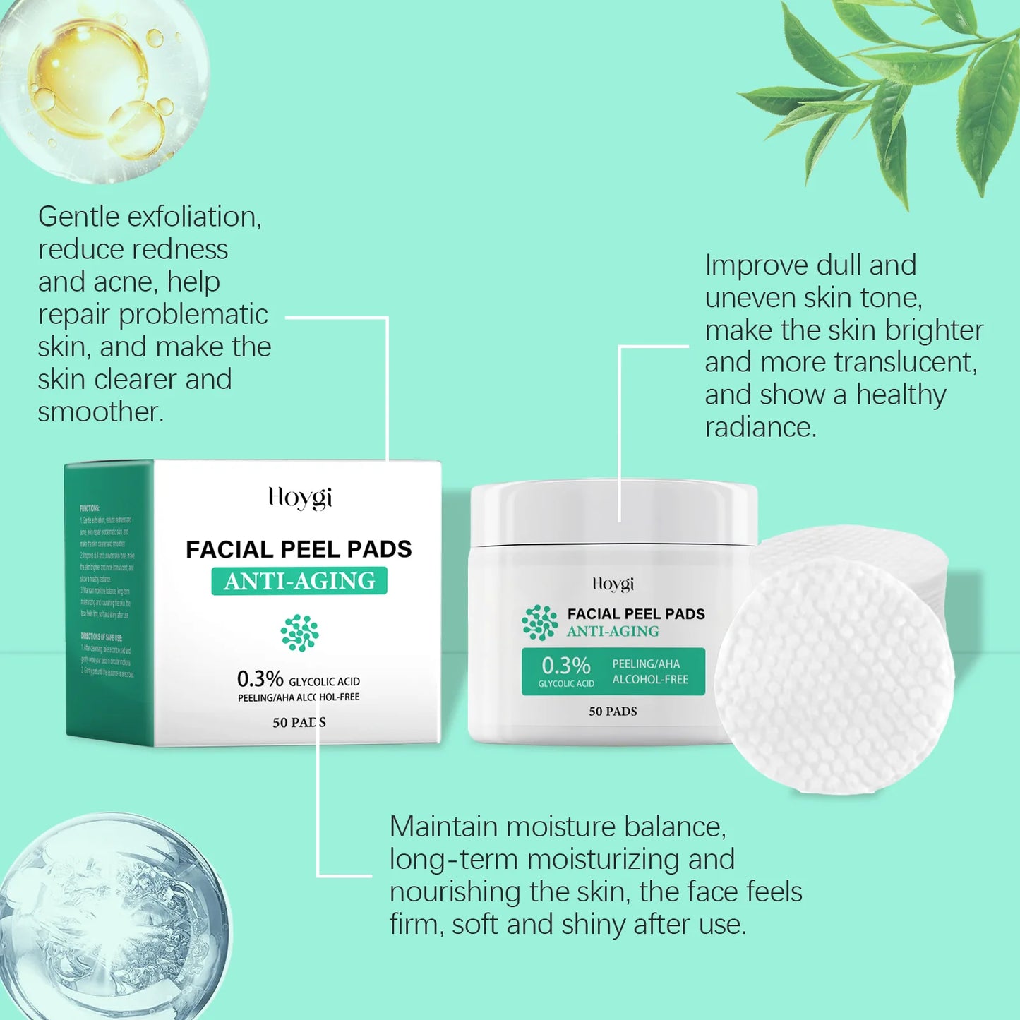 ClearGlow AHA/BHA Exfoliating & Hydrating Acne Pads Hoygi Skin Care Store