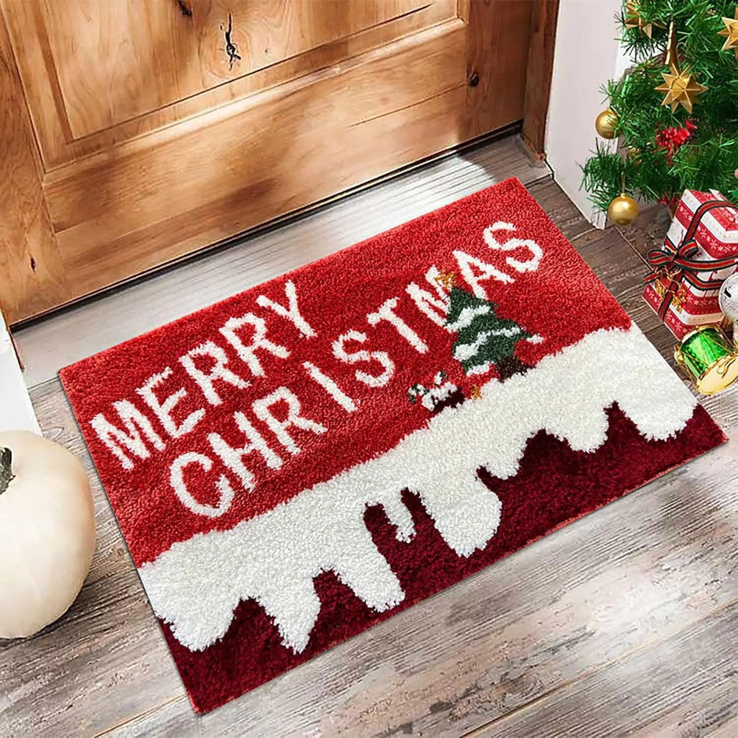 JollyWelcome Outdoor Christmas Doormat | Festive Santa & Gingerbread Man YNOM cornerstore