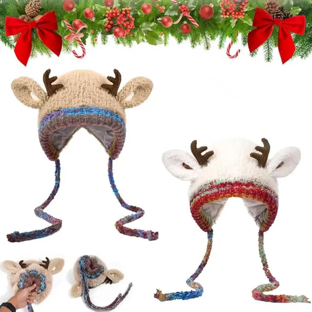 The ReindeerCozy Windproof Antler Beanie | Cute & Warm Winter Hat - YNOM cornerstore