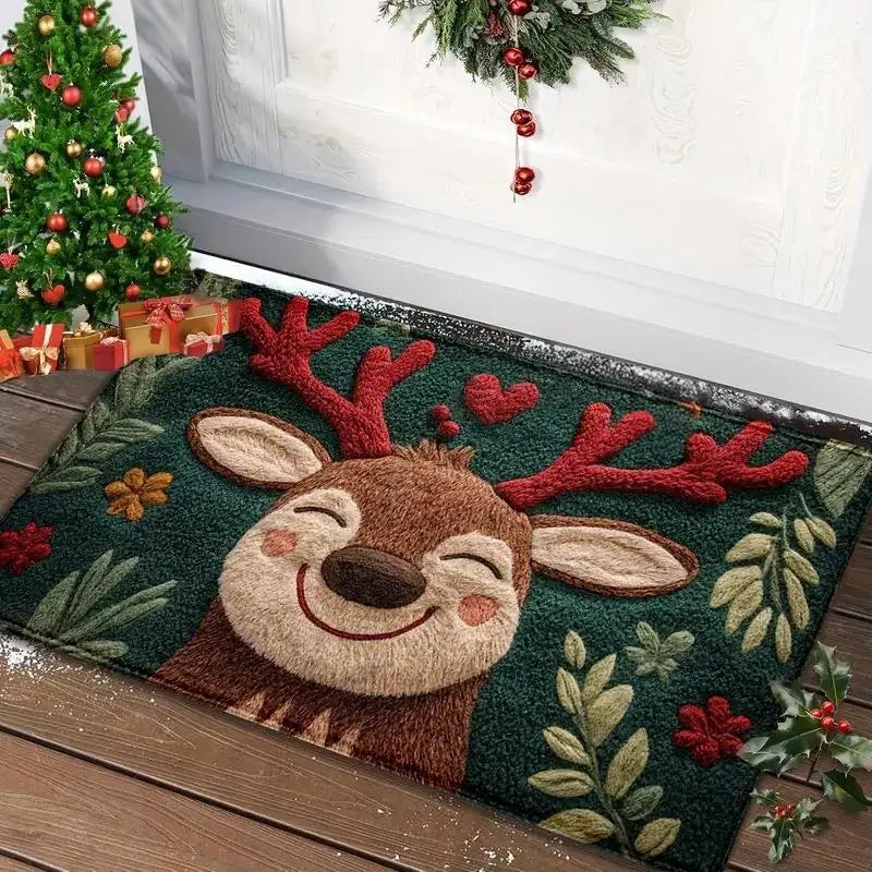 JollyWelcome Outdoor Christmas Doormat | Festive Santa & Gingerbread Man YNOM cornerstore