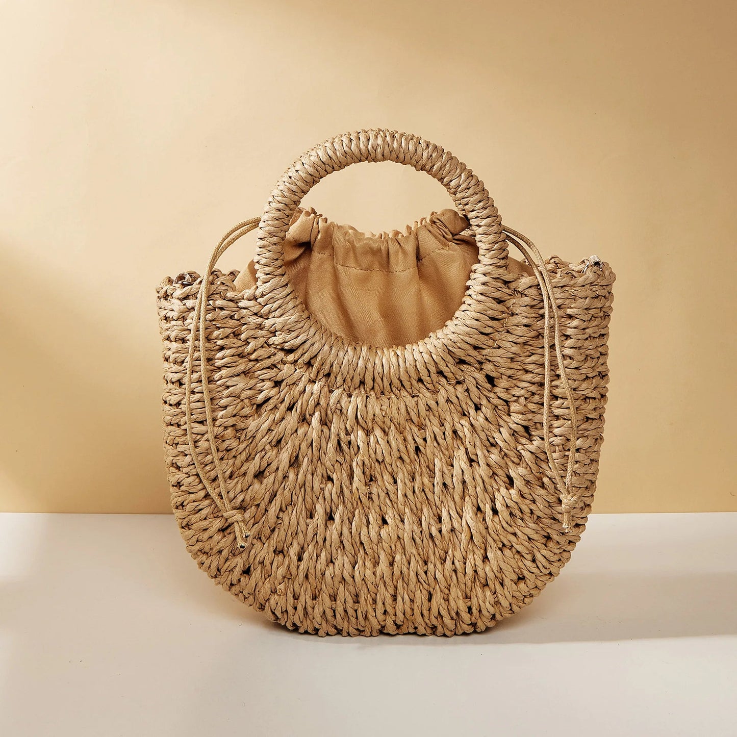 Woven Rattan Half-Moon Bag | Summer Beach & Crossbody Handbag YNOM cornerstore