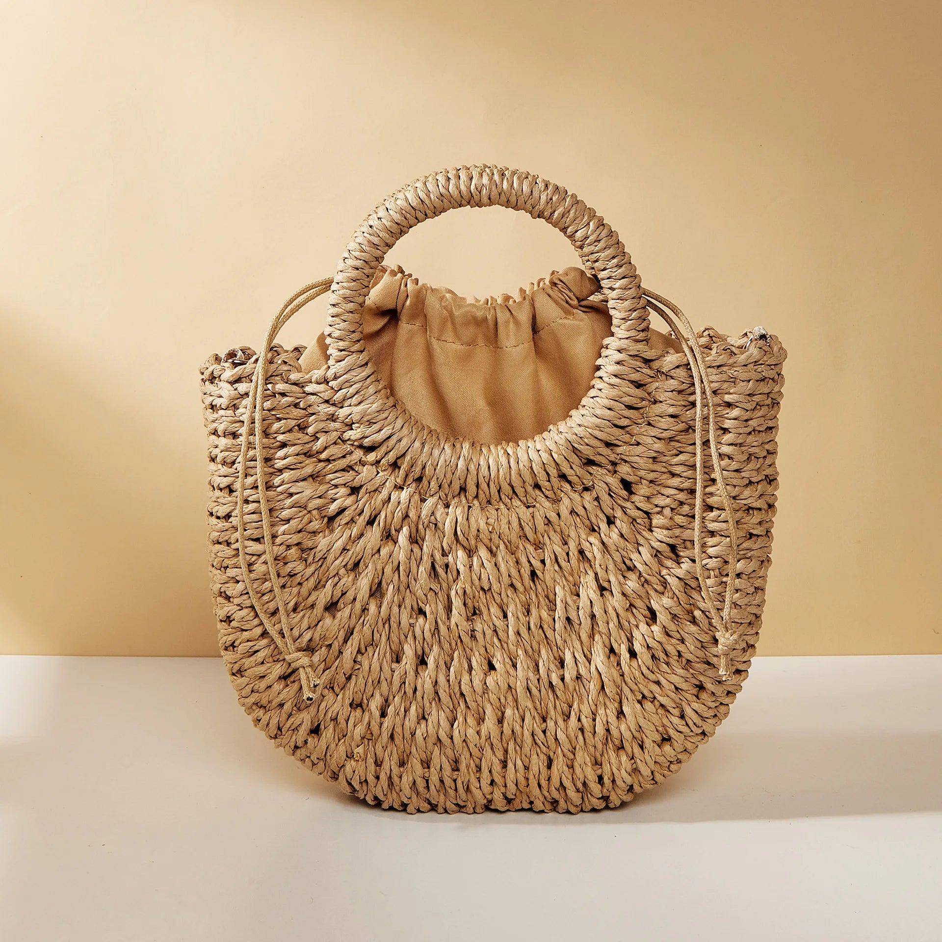 Woven Rattan Half-Moon Bag | Summer Beach & Crossbody Handbag YNOM cornerstore
