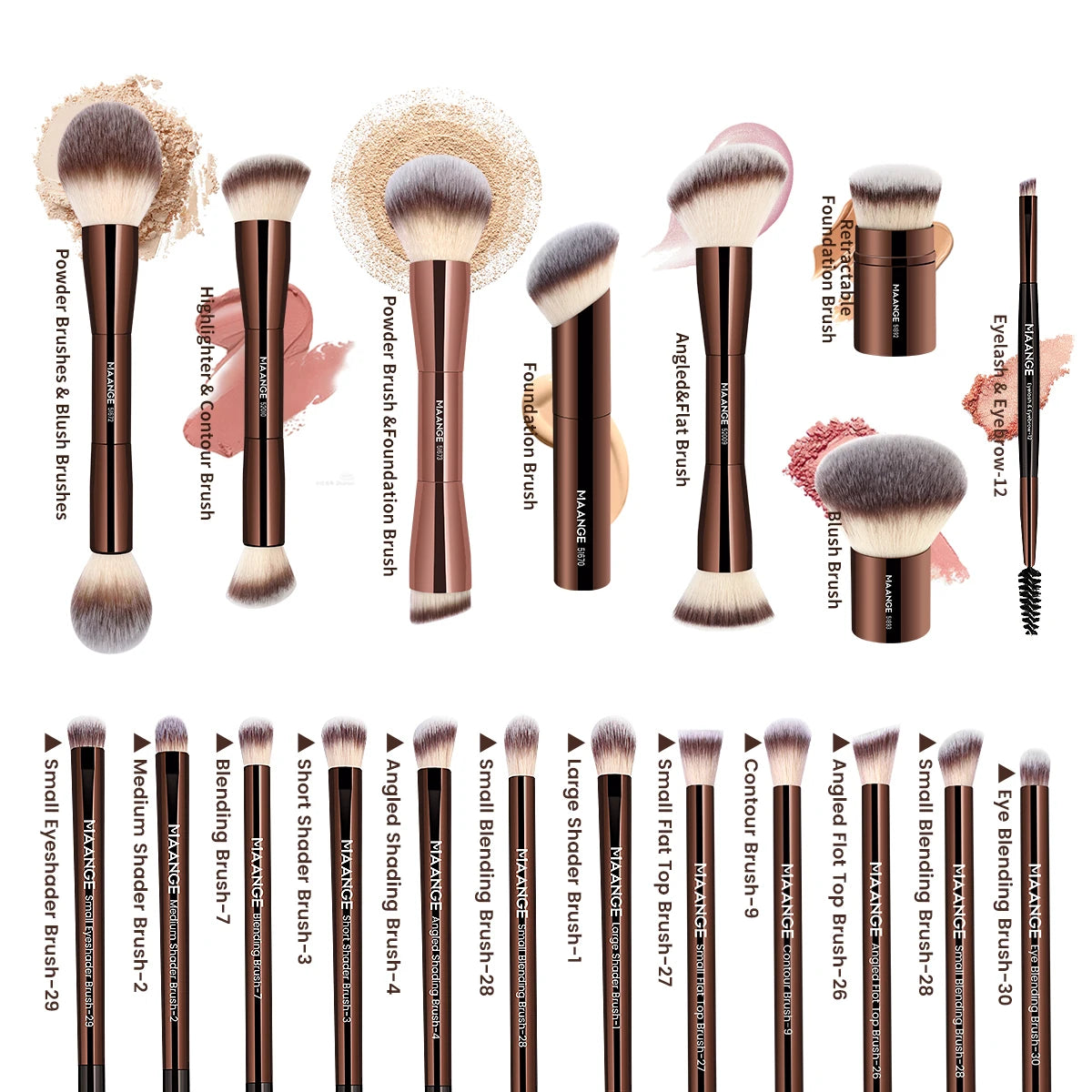 The GlamPro 20-Piece Professional Makeup Brush Set | Full Face Kit - YNOM cornerstore