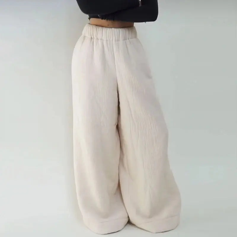 CozyChic Winter Wide-Leg Pants - Fleece Lined Thermal Loungewear for Women | Warm Loose Fit Sweatpants Xwy Baby Store