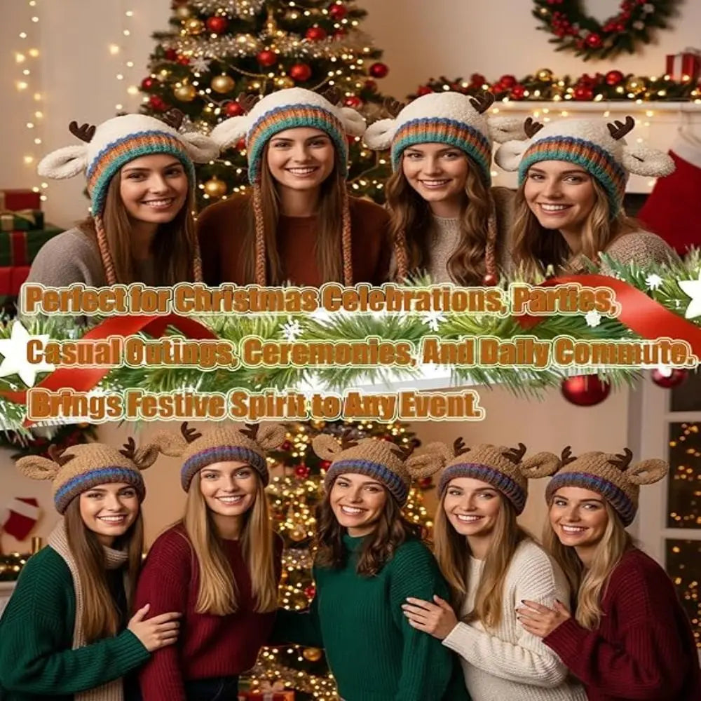 The ReindeerCozy Windproof Antler Beanie | Cute & Warm Winter Hat - YNOM cornerstore
