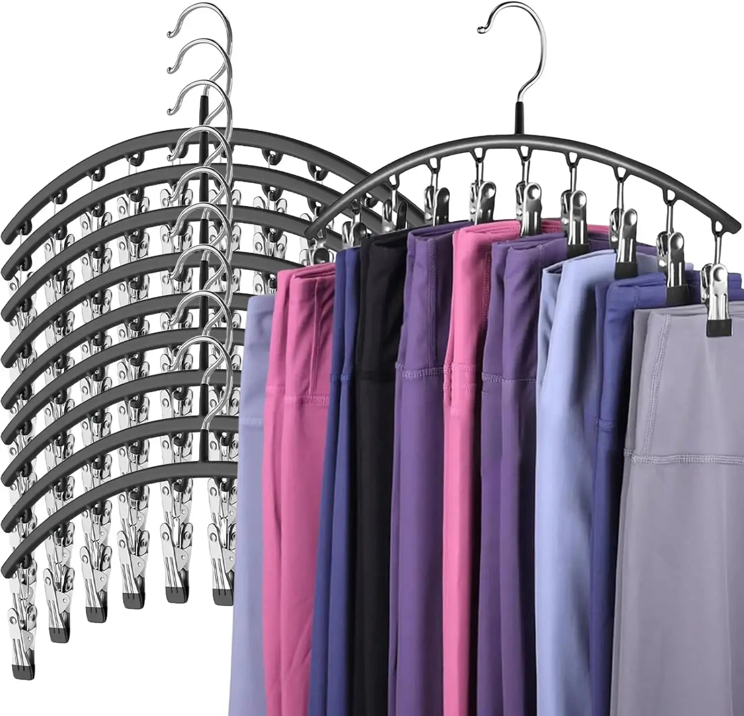 Clip & Tidy Metal Yoga Pants Hanger – Space-Saving Stainless Organizer with Anti-Slip Clips Stone's Store