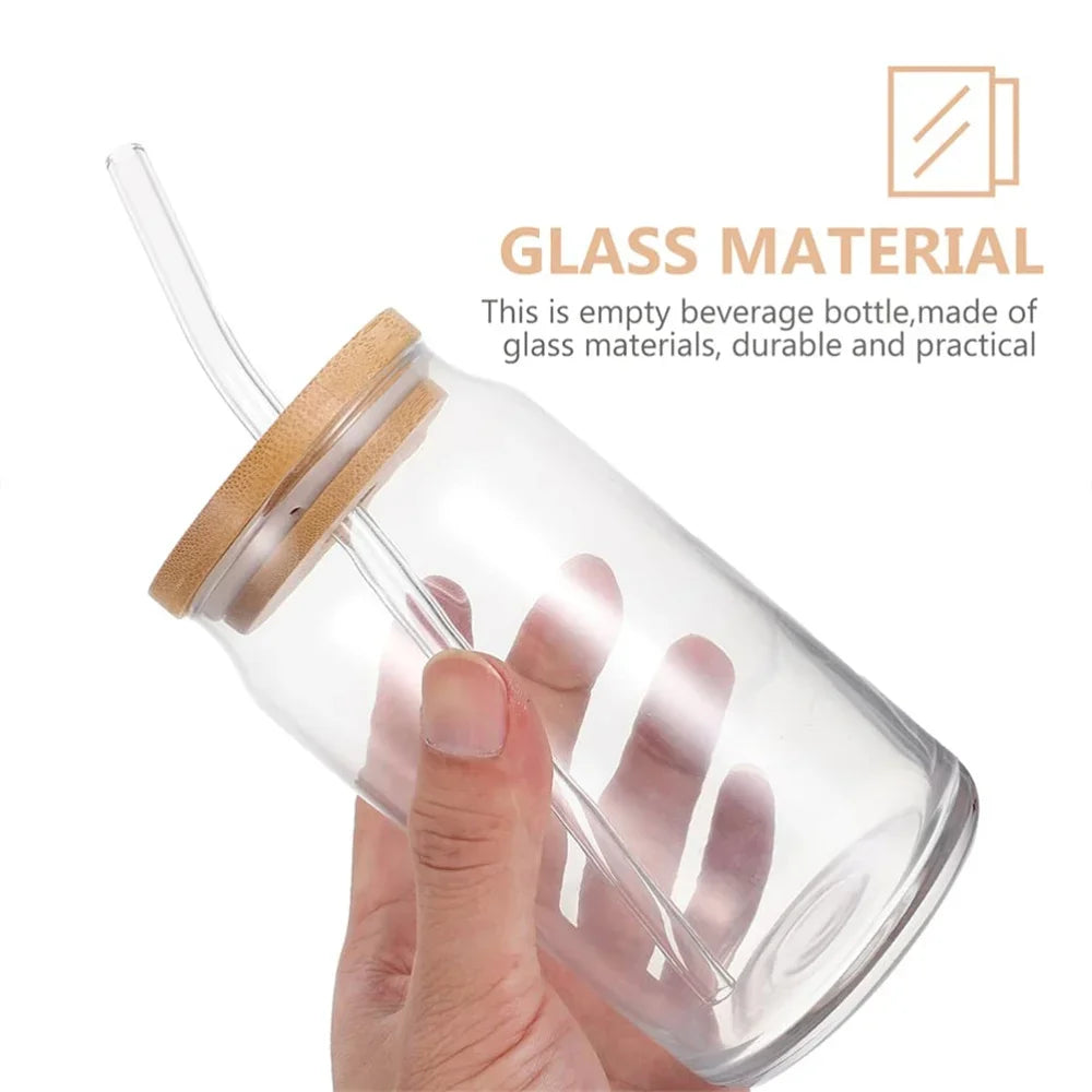 AuraGlass Can-Shaped Glass Cup with Bamboo Lid & Straw YNOM cornerstore