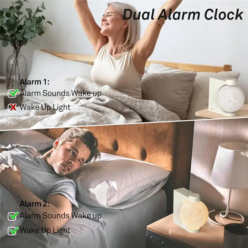 LumiRise Sunrise Simulation Alarm Clock | Wake-Up Light & Sleep Aid - YNOM