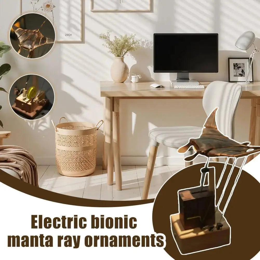 WaveGlide Handcrafted Wooden Manta Ray Sculpture | Kinetic Ocean-Inspired Art Decor for Home & Office Desired Life Home 35 Store