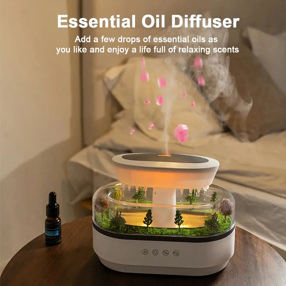 Raindrop Glow Cloud Humidifier | With Soothing Rain Sounds & Night Light - YNOM